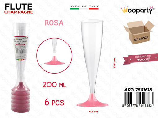 Wooparty Flute Rosa 200Ml 6Pcs 6.5*17.5Cm Pz Da 24**