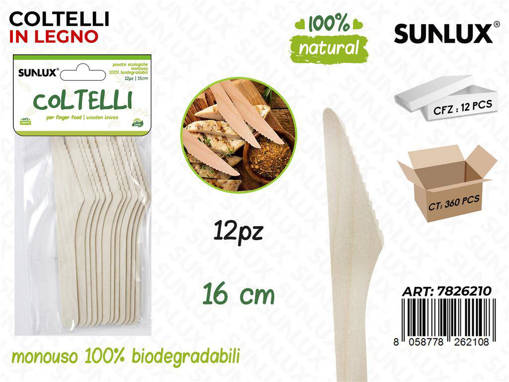 Sunlux Coltelli In Legno Biodegr. 12Pcs 16Cm /Pz Da 12**