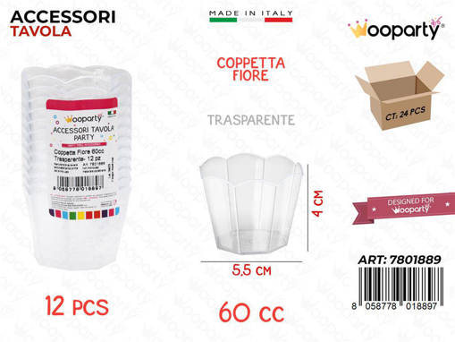 Wooparty Coppetta Fiore Trasp. 12Pcs 60Cc 5.5*4Cm Pz Da 24**