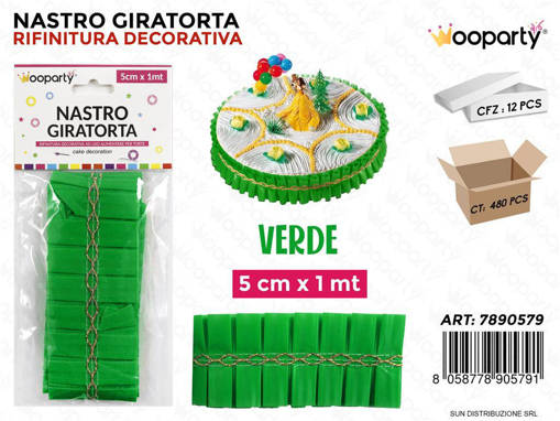 Wooparty Dec. Nastro Giratorta Verde 5Cm*1Mt /Pz Da 12**