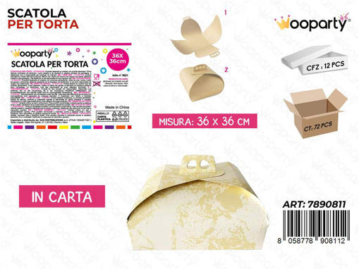 Wooparty Scatola Porta Torta In Carta 36*36Cm /Pz Da 12**