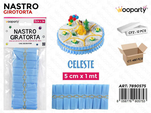 Wooparty Dec. Nastro Giratorta Celeste 5Cm*1Mt /Pz Da 12**