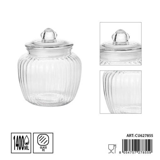 Dc Casa Barattolo Vetro C/Cop.1400Ml 14X17Cm