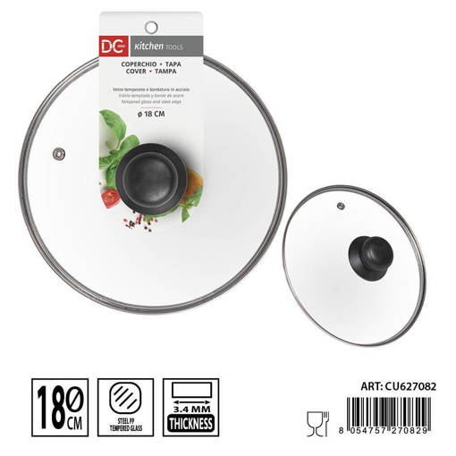 Dc Casa Coperchio Vetro Temperato 18Cm