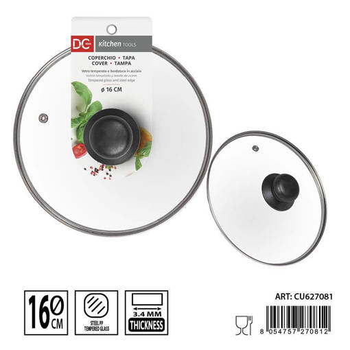 Dc Casa Coperchio Vetro Temperato 16Cm