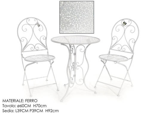 SET TAVOLO Ø60CM C/2 SEDIE BIANCO 2ASS.