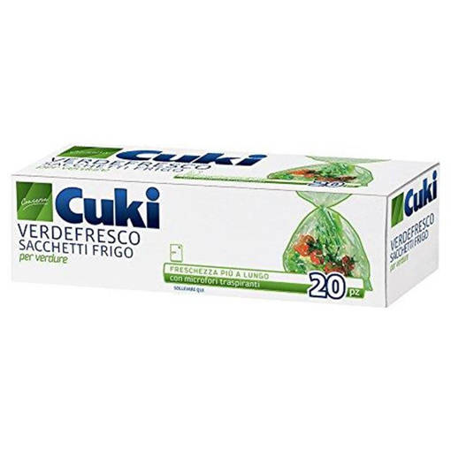 Cuki Verdefresco Sacchetti Frigo Microforati, 29x42 cm, 20 p