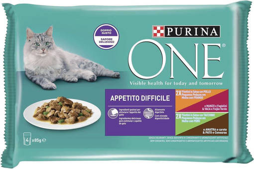 Purina One Appetito Difficile Filettini In Salsa Pollo Manzo Tacchino Anatra 85 gr x 4 Buste