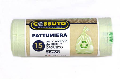 Cossuto 15 Sacchi Bidone Maxi 50x60 Cm, 30 Litri, Naturale, Bocca Aperta