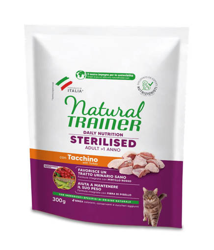 Natural Trainer Gatto Sterilizzato 300 gr con Tacchino