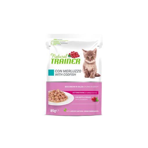 Natural Trainer Gatto Kitten&Young 85 gr Merluzzo