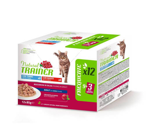 Natural Trainer Gatto Adulto 12*85 gr, Tonno/Manzo