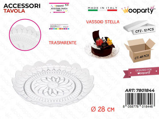 Wooparty Vassoio Stella Trasp. D.28Cm /Pz Da 12**