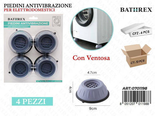 Bathrex Piedino Lavatrice Antivibrazione 4Pz
