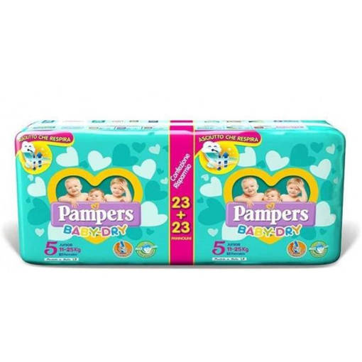 Pampers Baby Dry Value Pack Junior Taglia 5 (11-25 Kg), 44 Pannolini