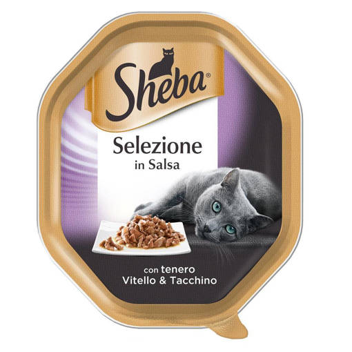 Sheba Selezione in Salsa, 85 gr, Vitello e Tacchino
