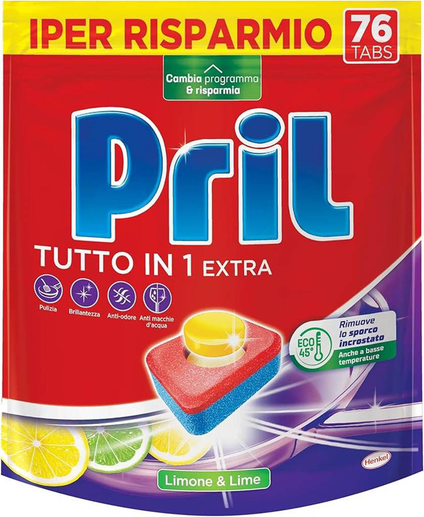 Pril Back Vendita Pril Tutto in 1 Extra 76 Tabs Limone e Lime - Magazzini Cossuto