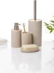 Tatay Portascopino Wc Bora Beige In Poliresina E Legno, Manico In Acciaio Inox
