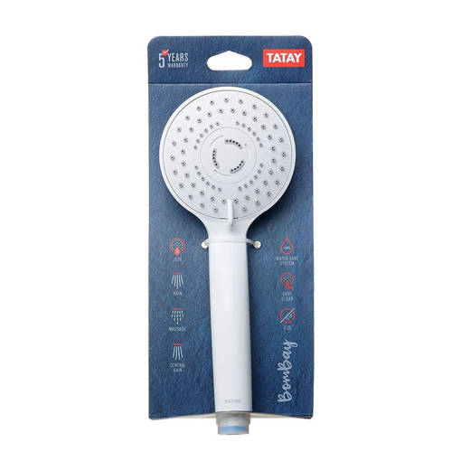 Tatay Doccia Mano Bombay Bianco 3 Pos. Sistema Risparmio Acqua Diam. 10 Cm - Abs