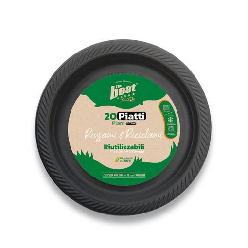 The Best Piatti Piani Riutilizzabili 20 Pz, Nero