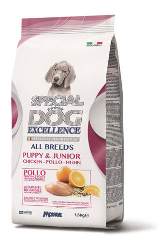 Special Dog Excellence 1,5 Kg, Puppy & Junior, Pollo, Riso, Agrumi, Semi Di lino