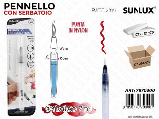 Sunlux - Pennello C/ Serbattoio 7Ml P. 3Mm / Pz Da 12** 7870300