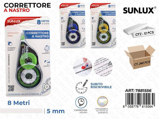 Sunlux - Bl. Correttore A Nastro Col. Ass. 5Mm*8Mt /Pz Da 12** 7881556