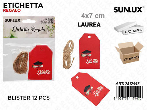 12Pcs Sunlux Etichetta Laurea  4*7Cm