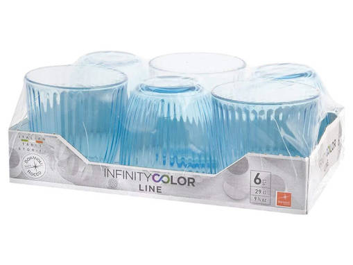 Bormioli Rocco Line Bicchiere Acqua, 6 pezzi, 29 cl, Blue
