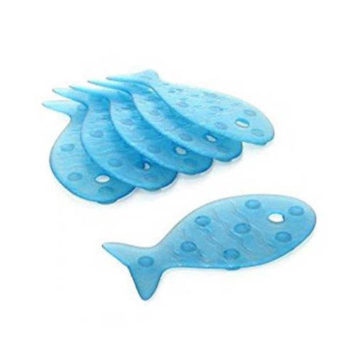 TATAY ADESIVI ANTISCIVOLO PESCE AZZURRO (CONFEZIONE DA 6 PZ. - FABBRICATO IN PVC, DOTATO DI 8 VENTOSE MOLTO PROFONDE - MISURE : L 15 X P 7,5 X H 0,7 CM)