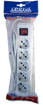 Omega Multipresa 5 Prese Universali P40 Bipasso/Schuko 10/16A 2P+T, Cavo 1.5Mt H05Vv-F 3Gx1Mm, Spina 16A 2P+T, Con Interruttore Luminoso
