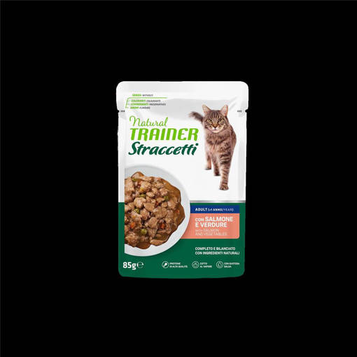 Natural trainer STRACCETTI Gatto Adulto 85gr con Salmone e Verdure