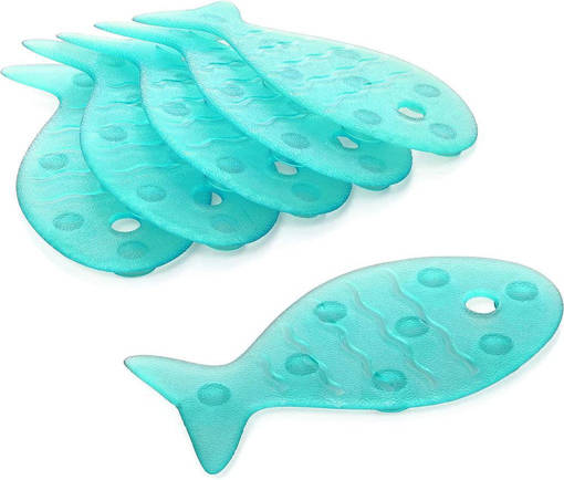 TATAY ADESIVI ANTISCIVOLO PESCE TURCHESE (CONFEZIONE DA 6 PZ. - FABBRICATO IN PVC, DOTATO DI 8 VENTOSE MOLTO PROFONDE - MISURE : L 15 X P 7,5 X H 0,7 CM)