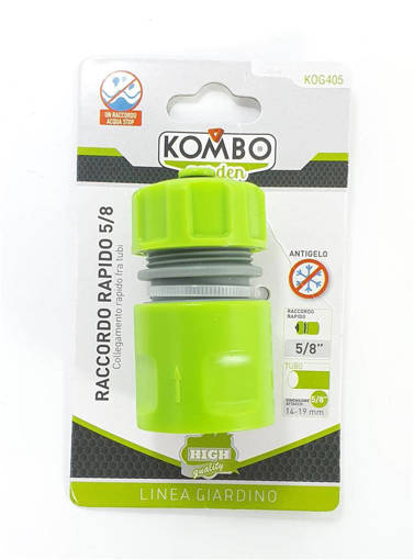 Kombo Raccordo Rapido Acquastop Con Telaio In Polipropilene Vergine E Corpo In Abs Vergine. Consente Un Collegamento Facile E Comodo All'Estremità Del Tubo. Per Rilasciare Il Raccordo È Sufficiente Tirare. Il Raccordo Rapido È Indicato Per Tubi Da 15 Mm (5/8"). Con Funzione Acquastop, Antigelo.