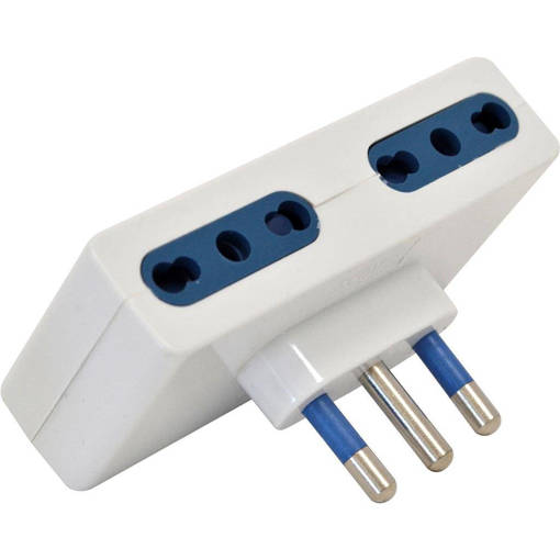 Omega Adattatore Quadruplo 4 Prese Bipasso 10/16A 2P+T, Spina S17 16A 2P+T