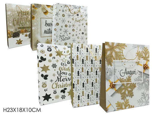 Gran Natale Busta Glitterata Nat. Piccola 6Ass