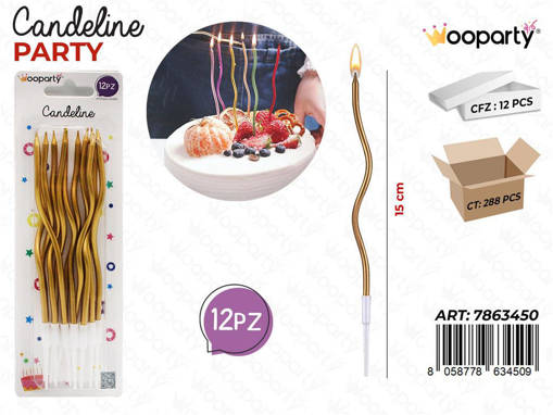 WOOPARTY CANDELINE ORO 12PCS 15CM /PZ DA 12**