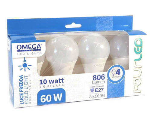 Omega Set 3 Pz Goccia A60 9W Led 6500K 810Lm E27 F