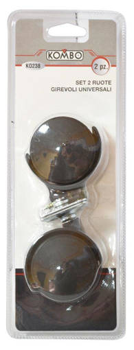 Kombo Set Di 2 Ruote Girevoli Universali Diam. 50Mm , 4 Fori Di  Fissaggio