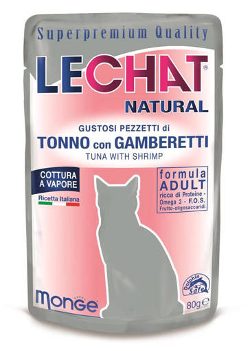 Lechat Buste Natural 80 gr, Tonno e Gamberetti