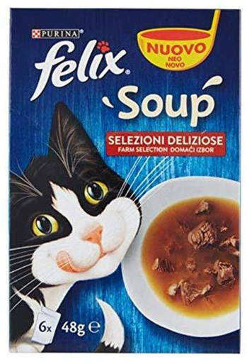 Purina Felix Soup Umido Gatto Selezioni Deliziose,6 x48 gr