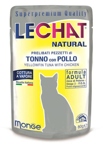 Lechat Buste Natural 80 gr, Tonno e Pollo