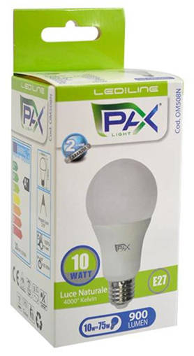 PAX Goccia Led A60 9W 810Lm 4000K E27 , 60*108Mm, 25000H, Ic Driver, 240° Beam Angle, 2 Anni Di Garanzia F