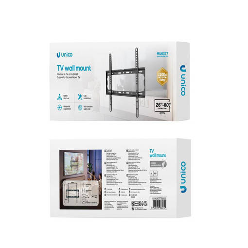 Unico MU6377 Applicable to 26-60 inches, load-bearing 50KG TV wall mount, black ROHS