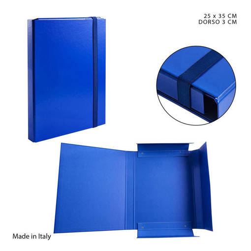 Pryma Cartella 3/L Elast.Piatto D3 25X35Cm Blu 0217392