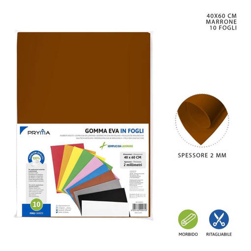 Pryma Foglio Gomma Eva 40X60Cm 2Mm Marrone 0147856