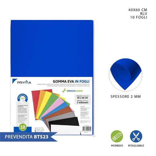 Pryma Foglio Gomma Eva 40X60Cm 2Mm Blu 0147850