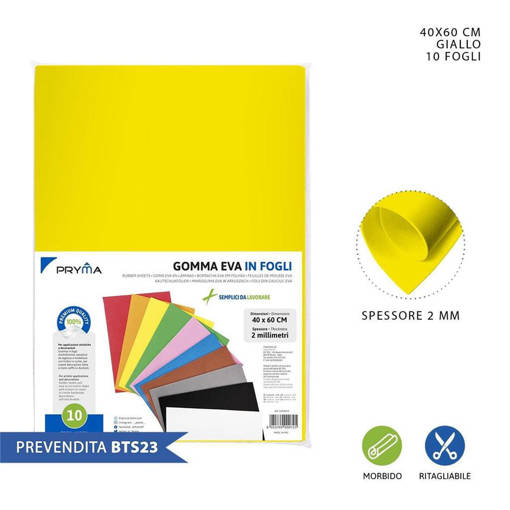 Pryma Foglio Gomma Eva 40X60Cm 2Mm Giallo 0147853