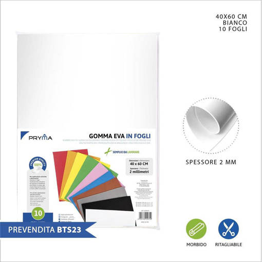 Pryma Foglio Gomma Eva 40X60Cm 2Mm Bianco 0147855