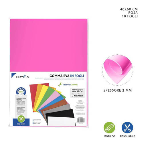Pryma Foglio Gomma Eva 40X60Cm 2Mm Rosa 0147848